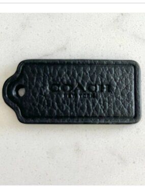 Coach New York Black Pebbled Leather Hang Tag Key Chain Bag Charm Accessory